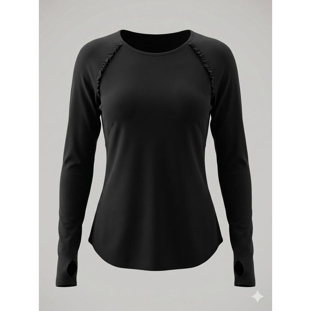 Lululemon Womens S Minimalist Staple Athleisure Runder Under Ruffle LS Shirt